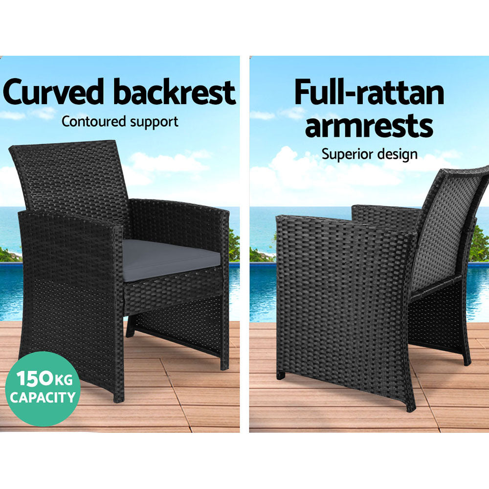 Gardeon Garden Furniture Outdoor Lounge Setting Wicker Sofa Set Storage Cover Black freeshipping - Awezingly