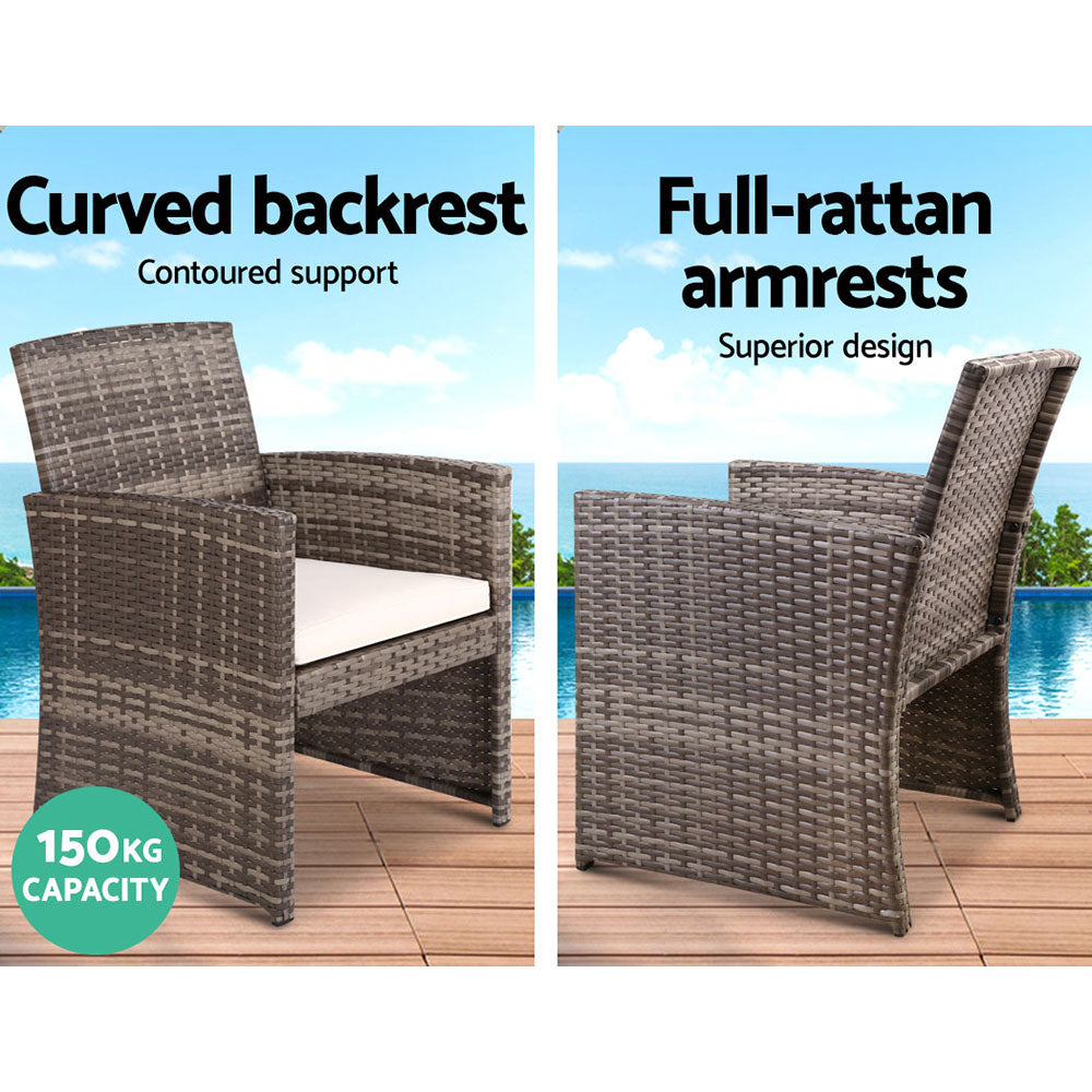 Gardeon Garden Furniture Outdoor Lounge Setting Wicker Sofa Set Storage Cover Mixed Grey freeshipping - Awezingly