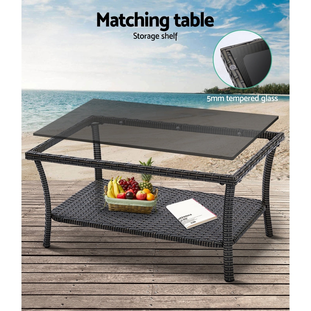 Gardeon Outdoor Furniture Rattan Set Wicker Cushion 4pc Dark Grey freeshipping - Awezingly