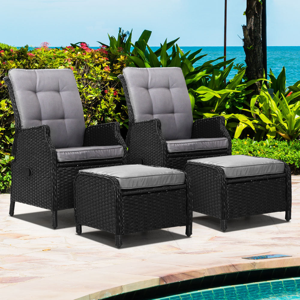 Gardeon Recliner Chairs Sun lounge Outdoor Setting Patio Furniture Wicker Sofa 2pcs freeshipping - Awezingly