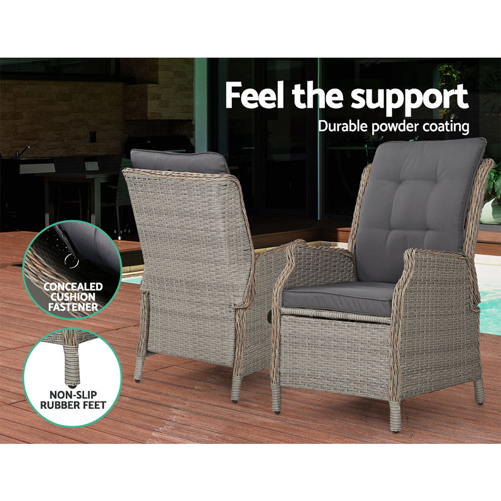 Gardeon Recliner Chairs Sun lounge Outdoor Patio Furniture Wicker Sofa Lounger 2pcs freeshipping - Awezingly