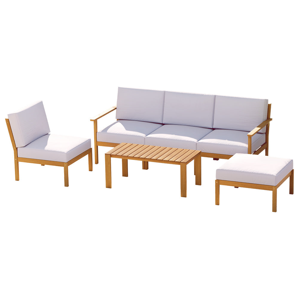 Gardeon Outdoor Sofa Set 5-Seater Acacia Wood Lounge Setting Garden Table Chairs