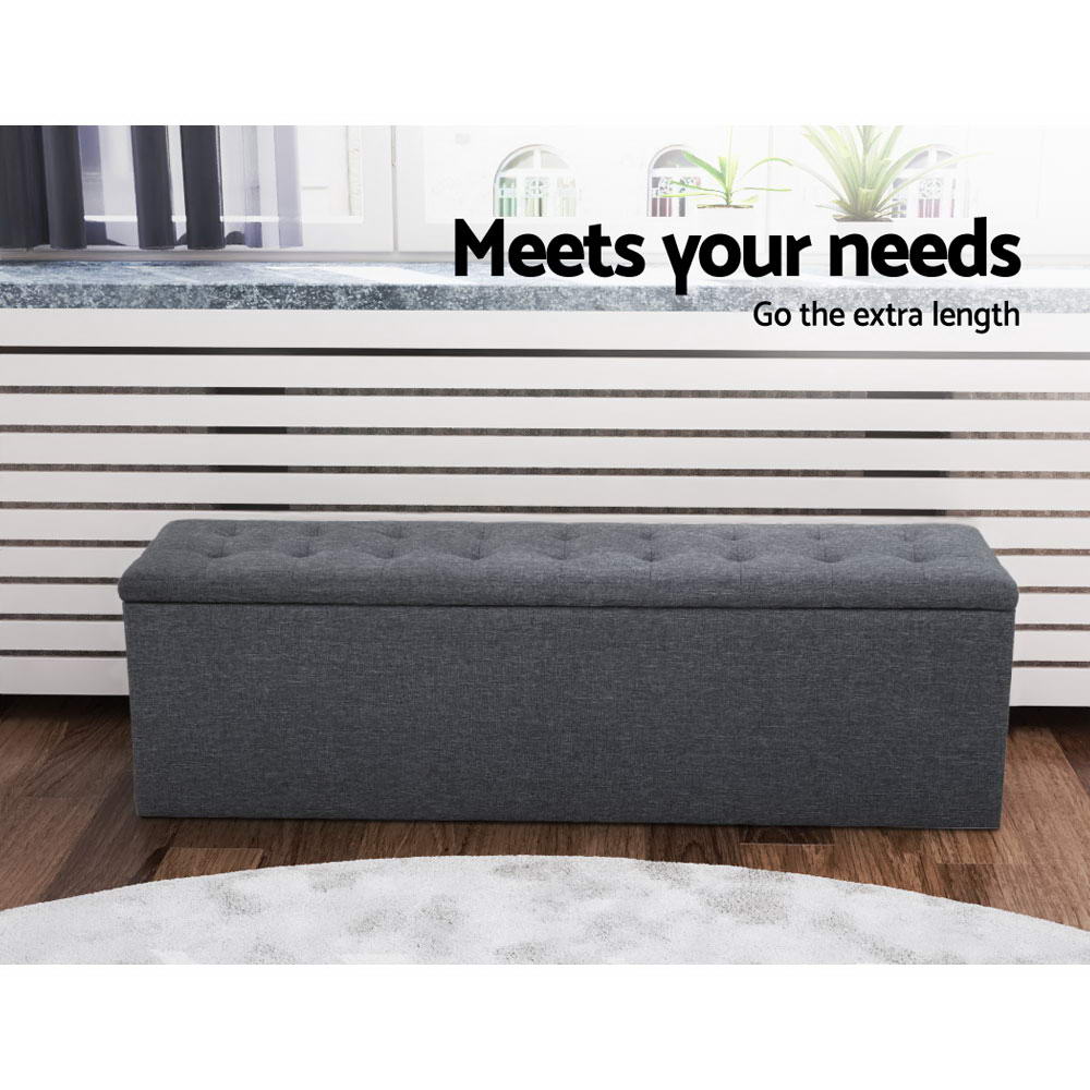 Artiss Storage Ottoman Blanket Box Linen Foot Stool Rest Chest Couch Grey freeshipping - Awezingly