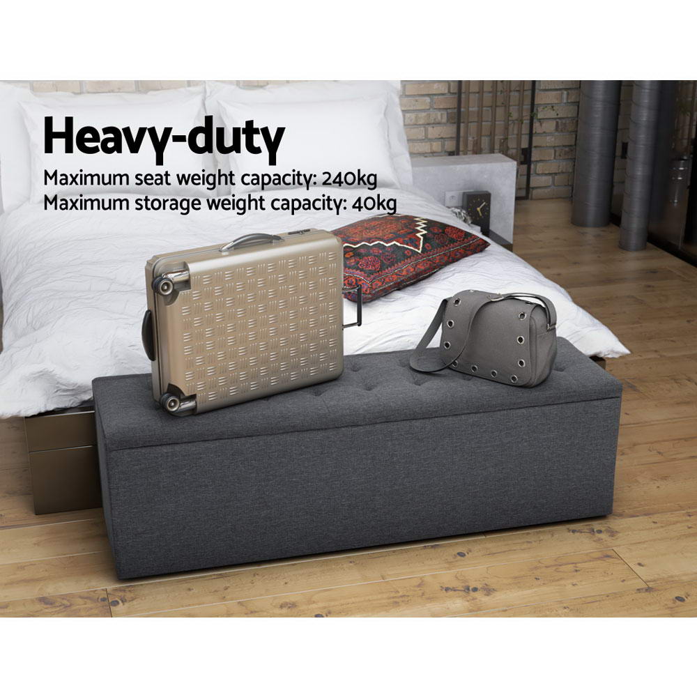 Artiss Storage Ottoman Blanket Box Linen Foot Stool Rest Chest Couch Grey freeshipping - Awezingly