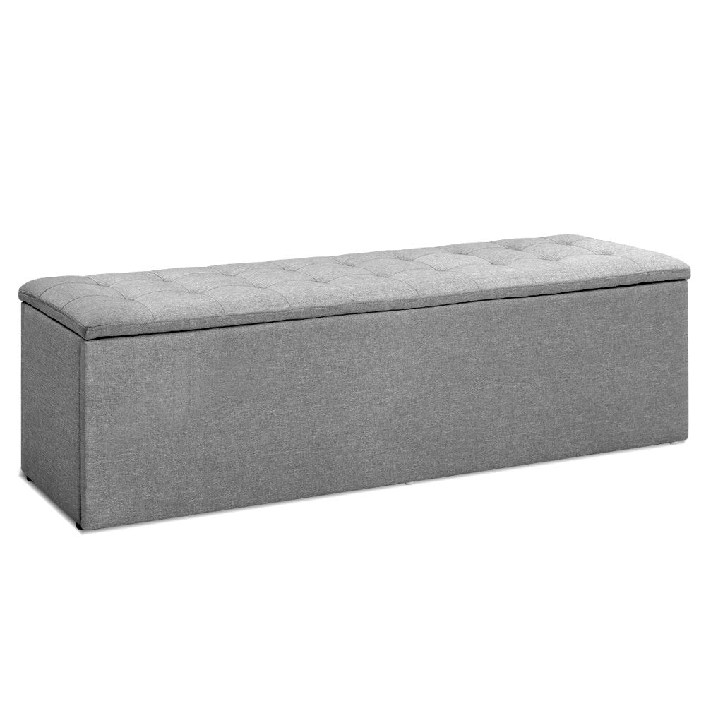 Artiss Storage Ottoman Blanket Box Grey LARGE Fabric Rest Chest Toy Foot Stool freeshipping - Awezingly