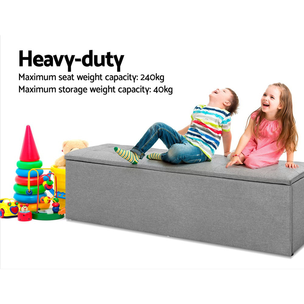 Artiss Storage Ottoman Blanket Box Grey LARGE Fabric Rest Chest Toy Foot Stool freeshipping - Awezingly