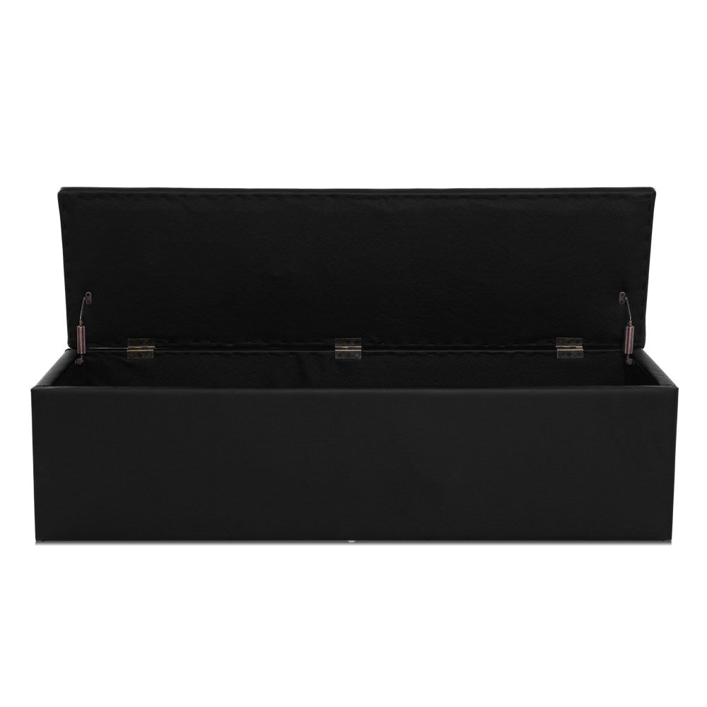 Artiss Storage Ottoman LARGE Leather - Black freeshipping - Awezingly