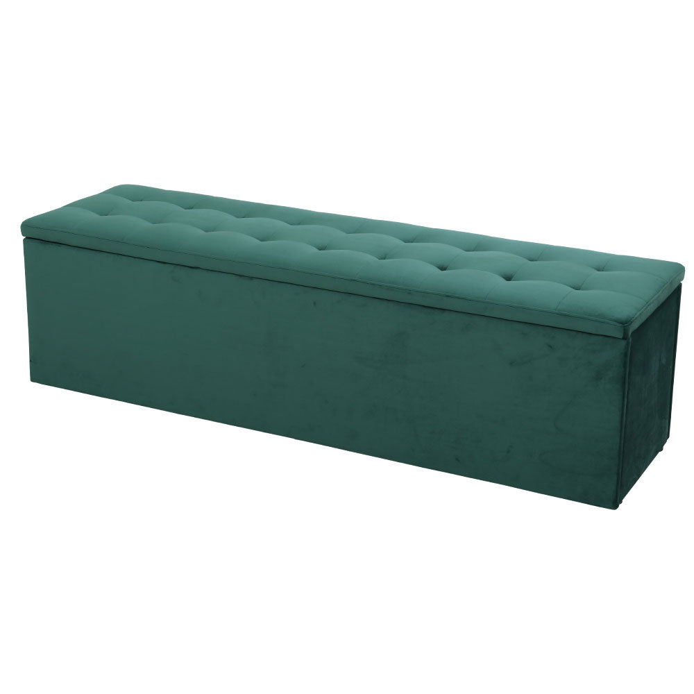 Artiss Storage Ottoman Blanket Box Velvet Foot Stool Rest Chest Couch Green freeshipping - Awezingly