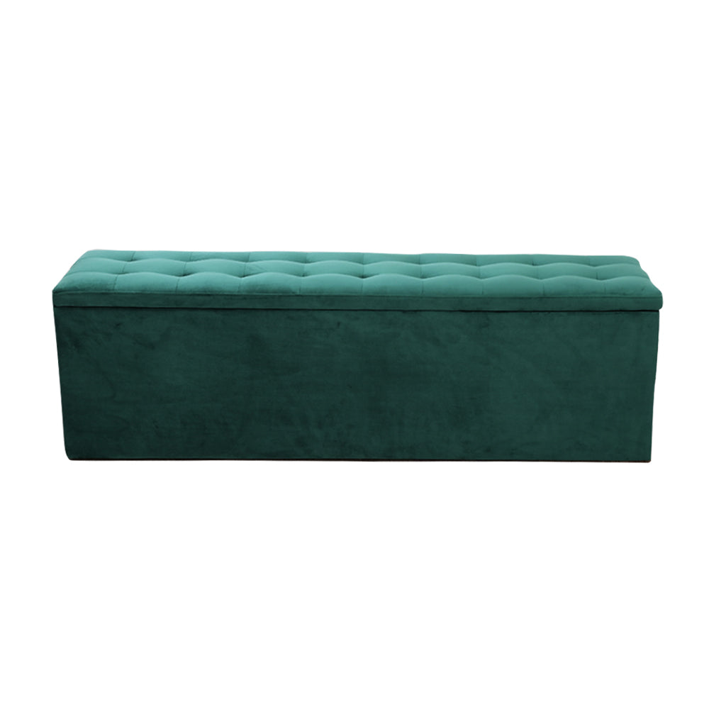 Artiss Storage Ottoman Blanket Box Velvet Foot Stool Rest Chest Couch Green freeshipping - Awezingly