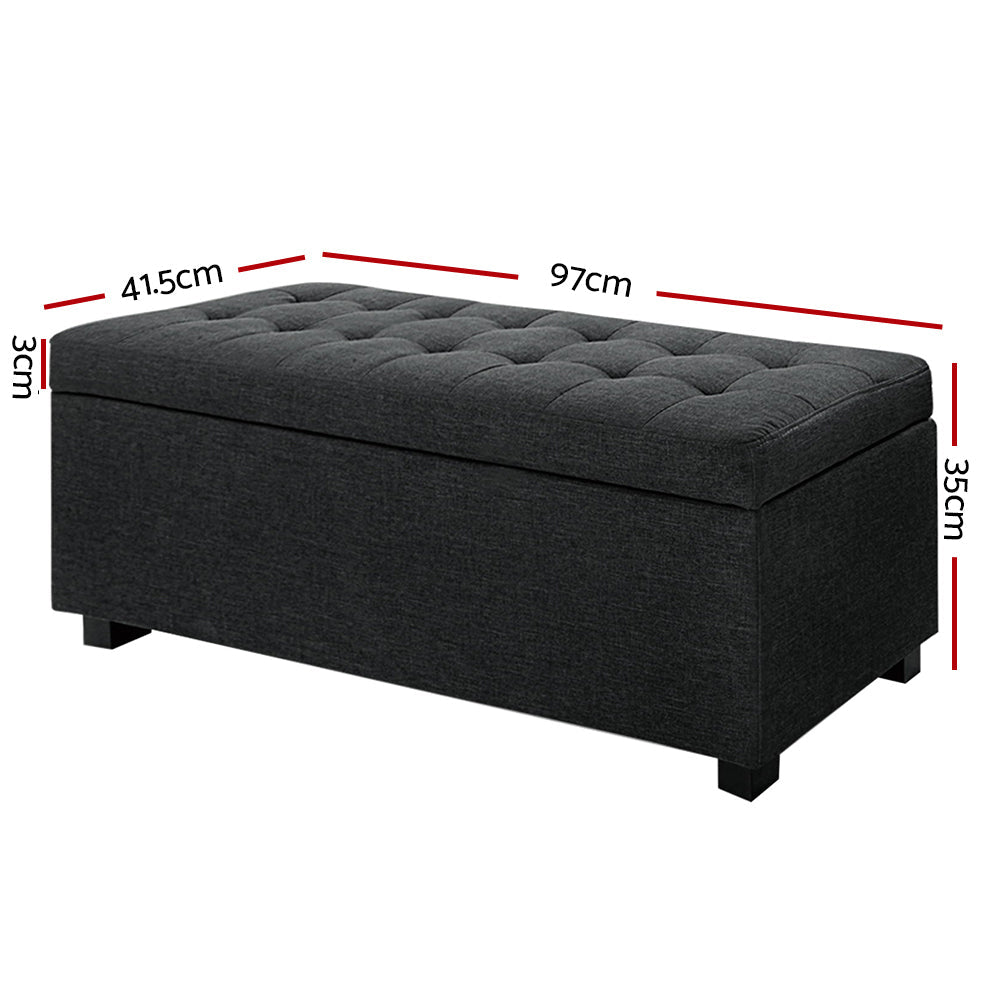 Artiss Premium Storage Ottoman - Charcoal