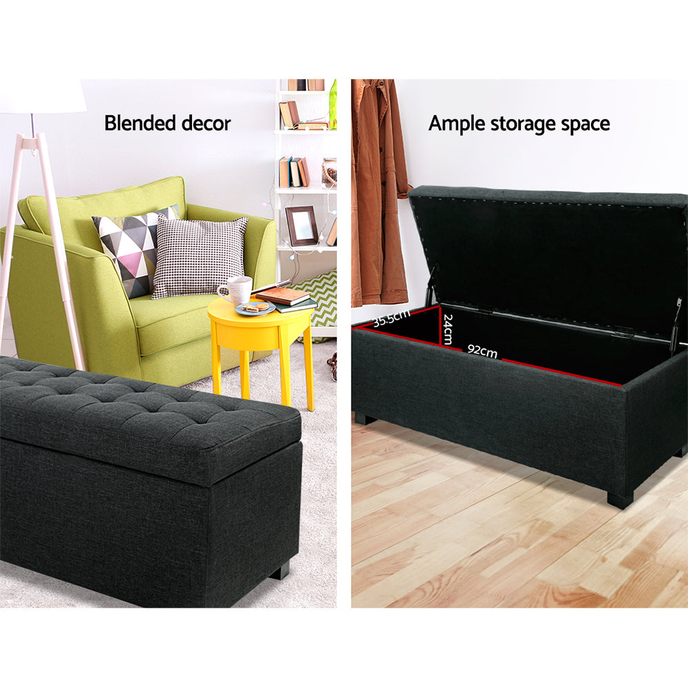 Artiss Premium Storage Ottoman - Charcoal