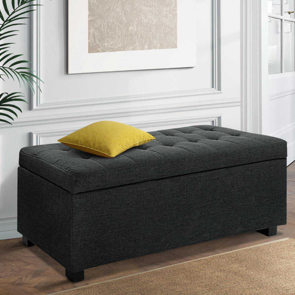 Artiss Premium Storage Ottoman - Charcoal