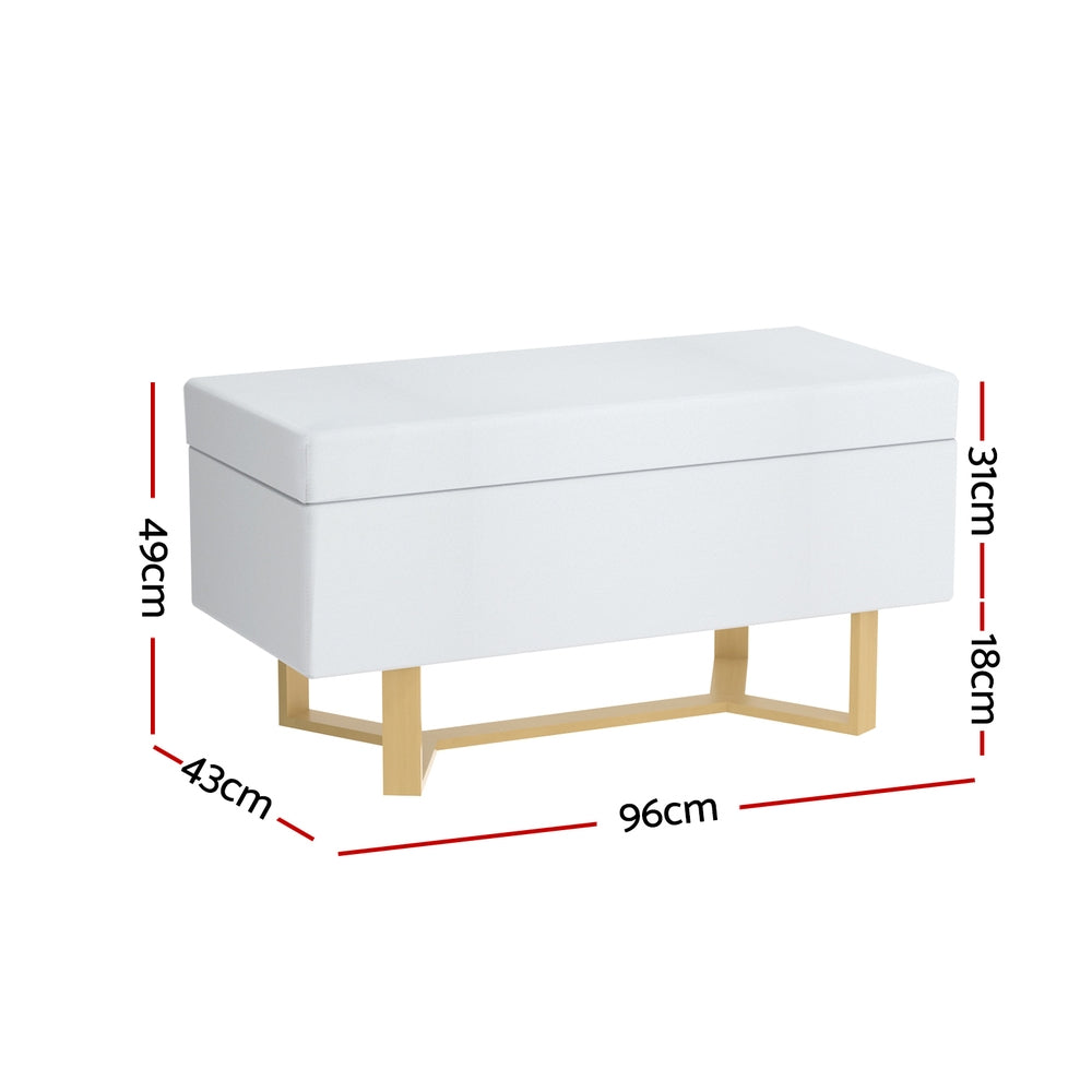 Artiss Storage Ottoman Blanket Box Criss-cross Linen White