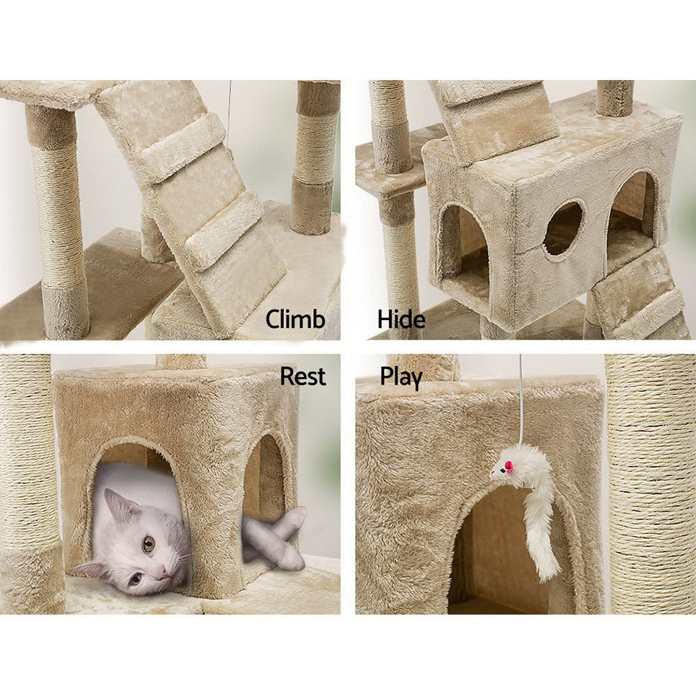 i.Pet Cat Tree 180cm Trees Scratching Post Scratcher Tower Condo House Furniture Wood Beige freeshipping - Awezingly