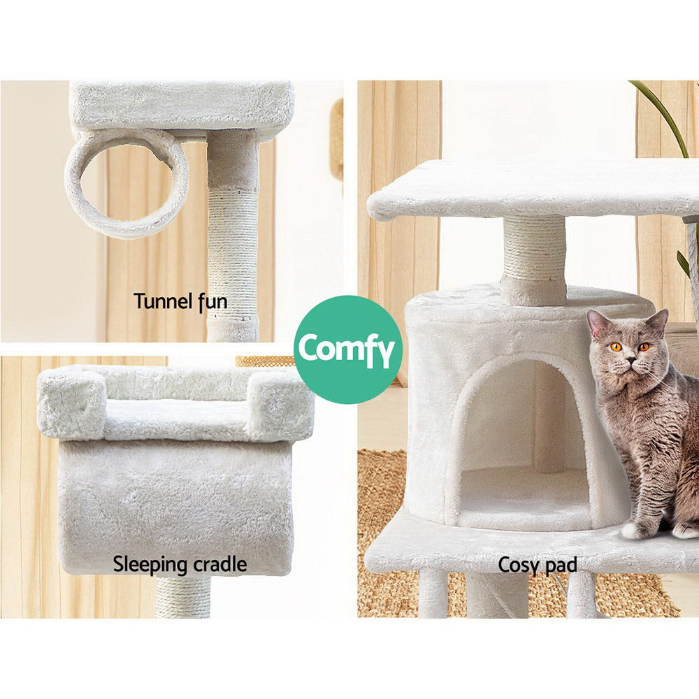 i.Pet Cat Tree 141cm Trees Scratching Post Scratcher Tower Condo House Furniture Wood Beige freeshipping - Awezingly