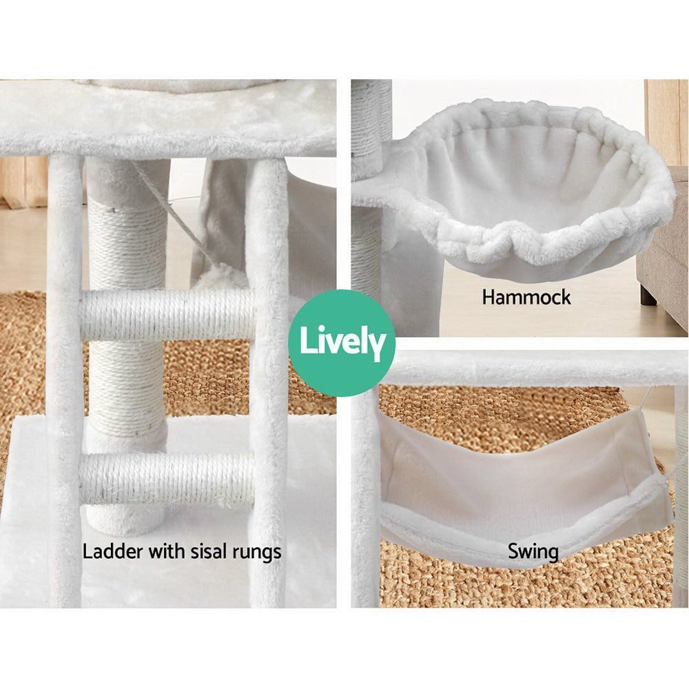 i.Pet Cat Tree 141cm Trees Scratching Post Scratcher Tower Condo House Furniture Wood Beige freeshipping - Awezingly