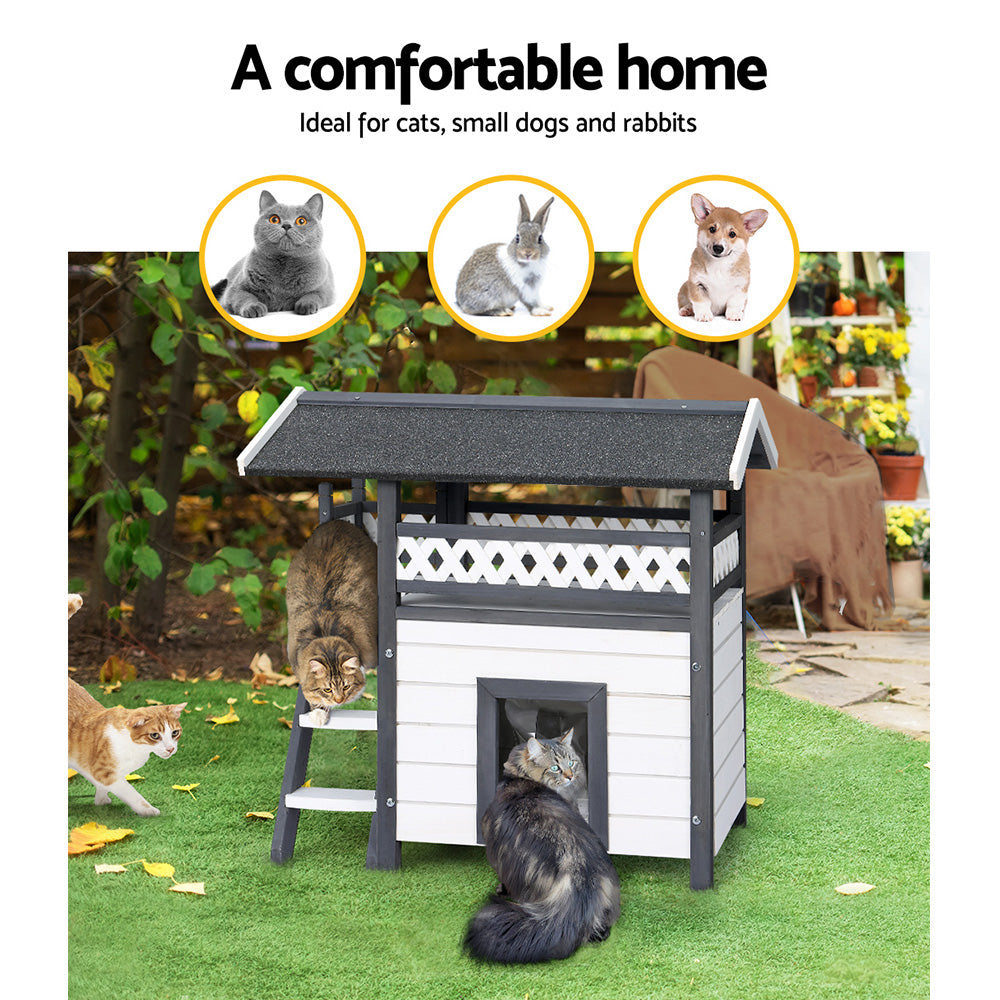 i.Pet Cat House Shelter Rabbit Hutch Outdoor Wooden Small Dog Pet Houses Kennel