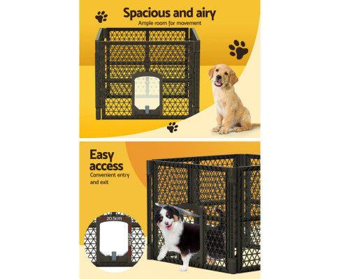 i.Pet Pet Dog Playpen Enclosure 4 Panel Fence Puppy Cage Plastic Play Pen Fold