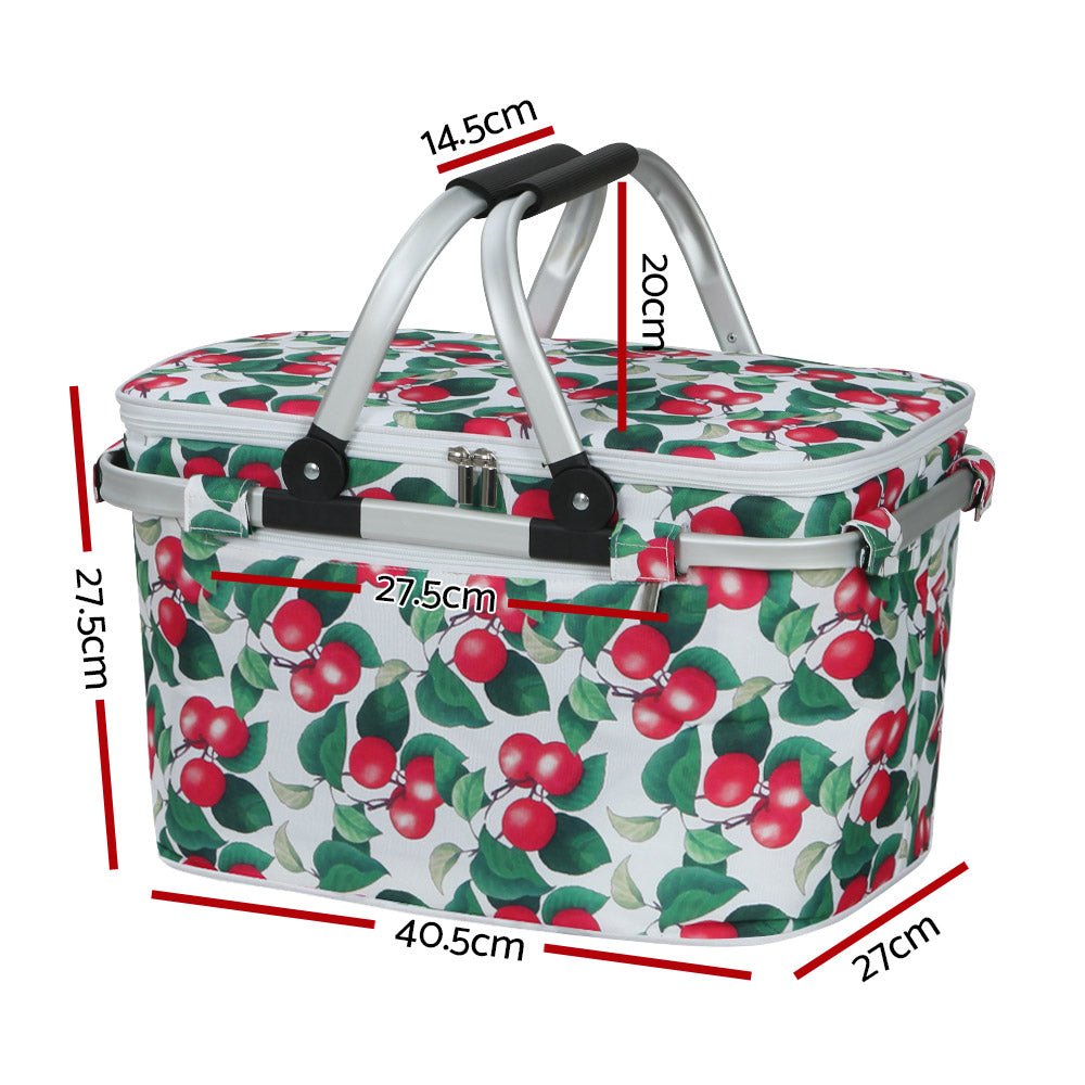 Alfresco Picnic Bag Basket Hamper Camping Hiking Insulated Lunch Cooler Folding