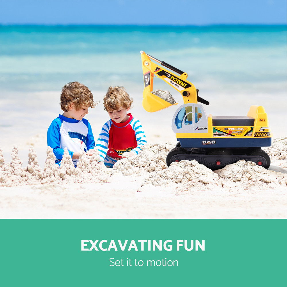 Keezi Kids Ride On Excavator - Yellow freeshipping - Awezingly