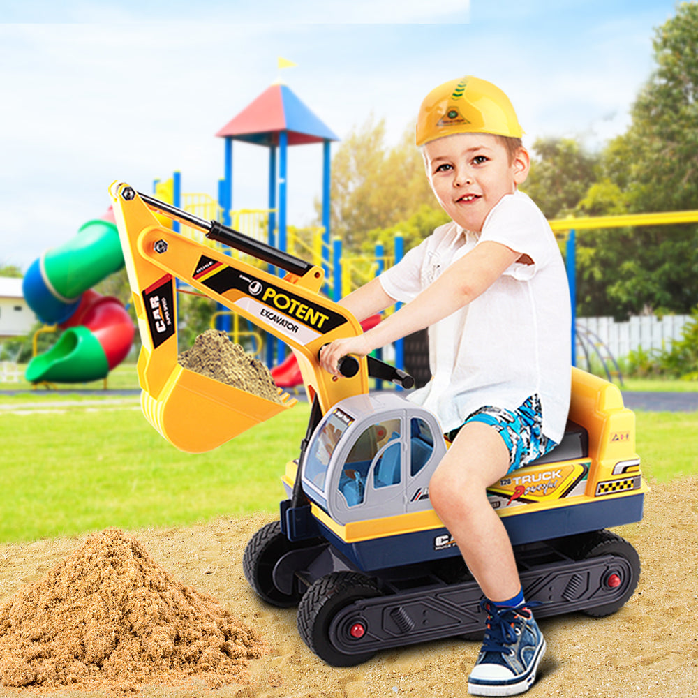 Keezi Kids Ride On Excavator - Yellow freeshipping - Awezingly