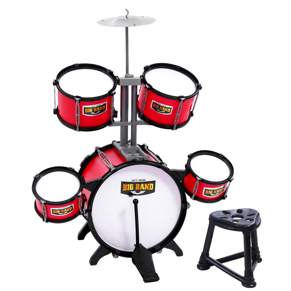 Keezi Kids 7 Drum Set Junior Drums Kit Musical Play Toys Childrens Mini Big Band freeshipping - Awezingly