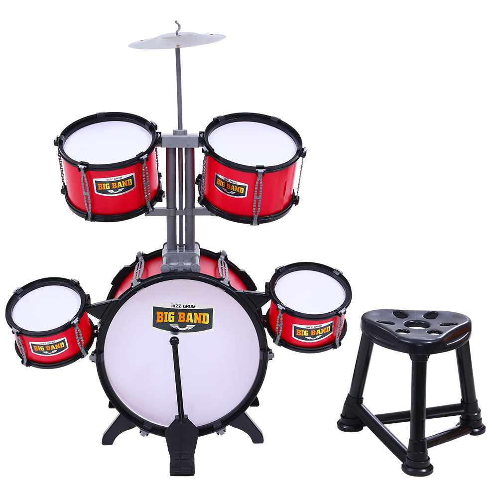 Keezi Kids 7 Drum Set Junior Drums Kit Musical Play Toys Childrens Mini Big Band freeshipping - Awezingly