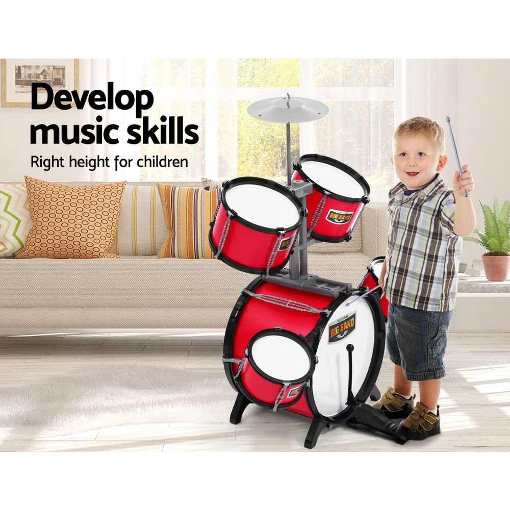 Keezi Kids 7 Drum Set Junior Drums Kit Musical Play Toys Childrens Mini Big Band freeshipping - Awezingly