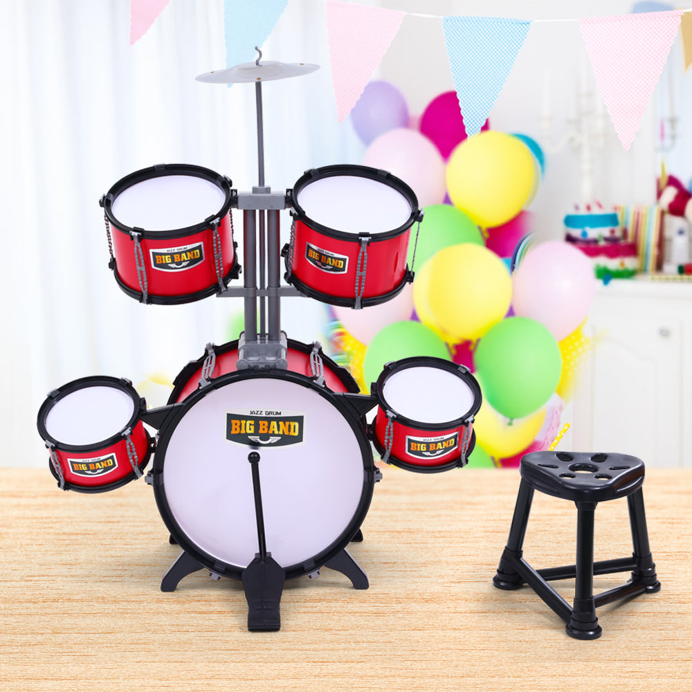 Keezi Kids 7 Drum Set Junior Drums Kit Musical Play Toys Childrens Mini Big Band freeshipping - Awezingly