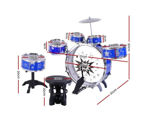 Keezi 11 Piece Kids Drum Set freeshipping - Awezingly