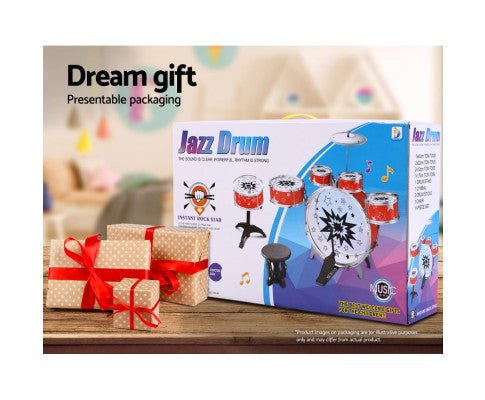 Keezi 11 Piece Kids Drum Set freeshipping - Awezingly