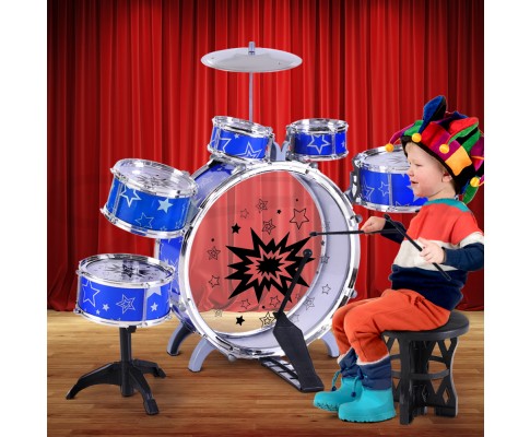 Keezi 11 Piece Kids Drum Set freeshipping - Awezingly