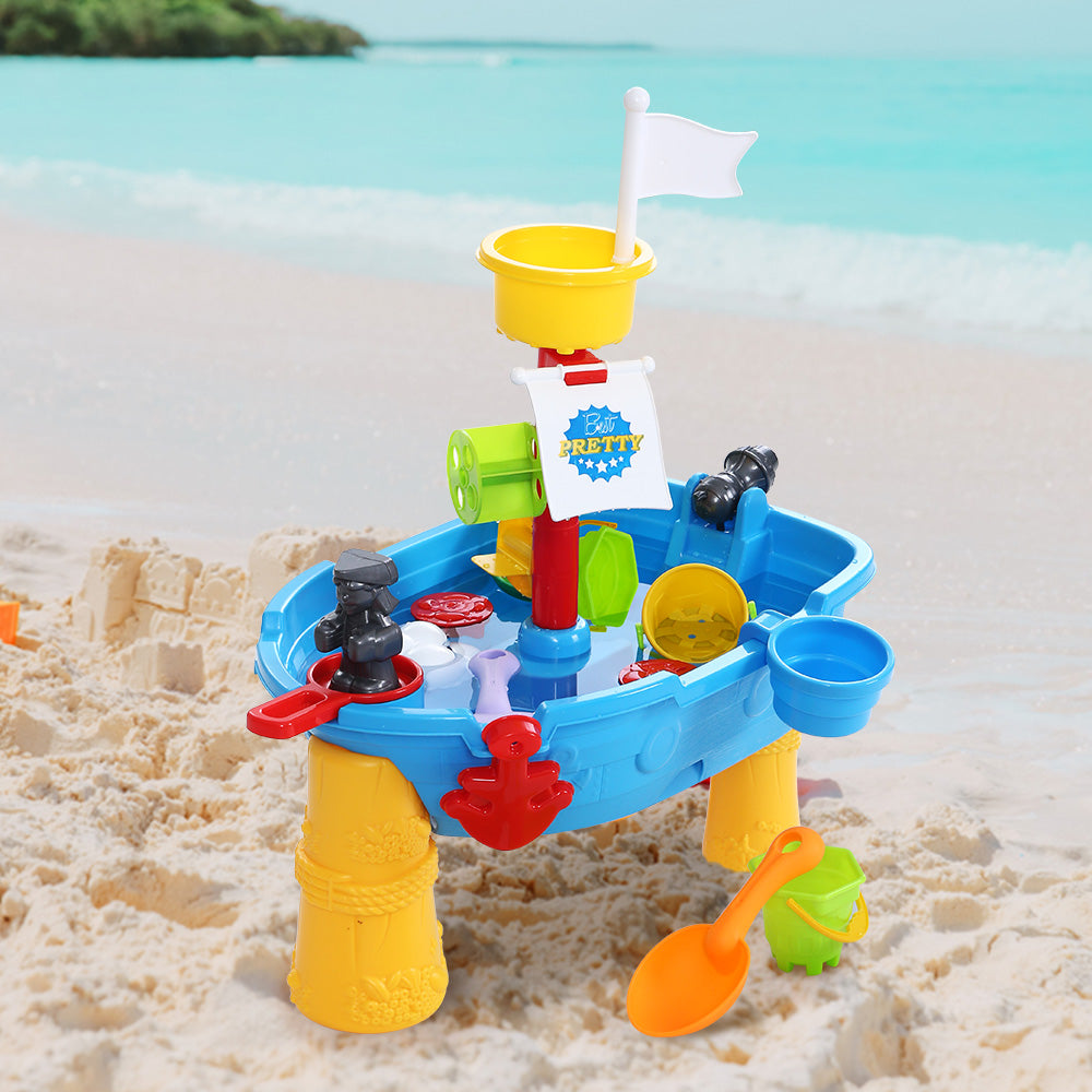 Keezi Kids Beach Sand and Water Toys Outdoor Table Pirate Ship Childrens Sandpit freeshipping - Awezingly