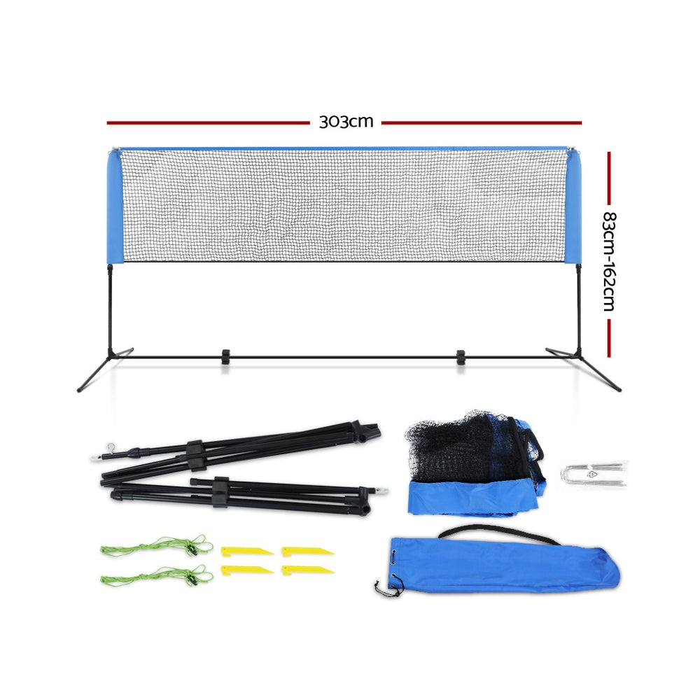 Everfit Portable Sports Net Stand Badminton Volleyball Tennis Soccer 3m 3ft Blue freeshipping - Awezingly