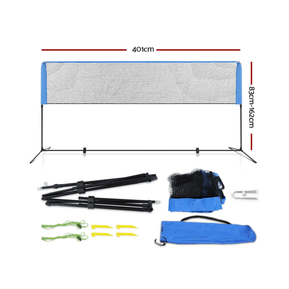 Everfit Portable Sports Net Stand Badminton Volleyball Tennis Soccer 4m 4ft Blue freeshipping - Awezingly