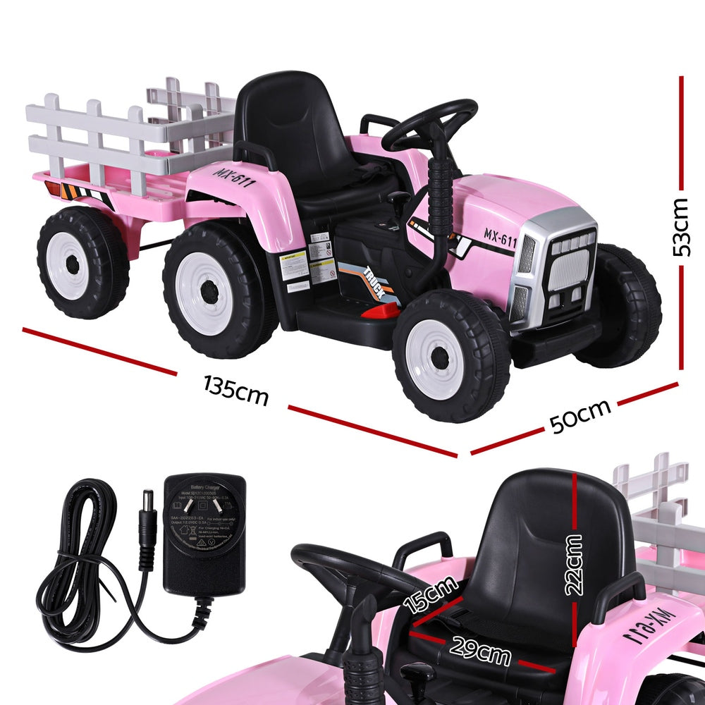 Rigo Kids Electric Ride On Car Tractor Toy Cars 12V Pink