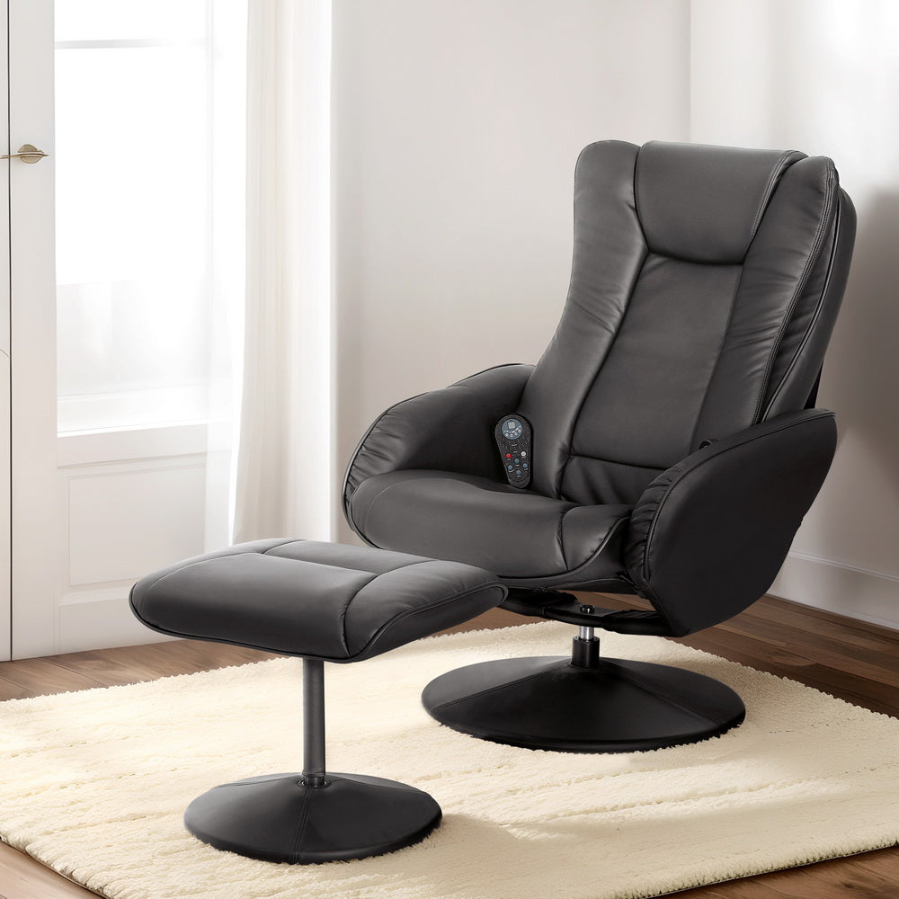 Artiss Recliner Chair Electric Heated Massage Chairs Faux Leather Cobble