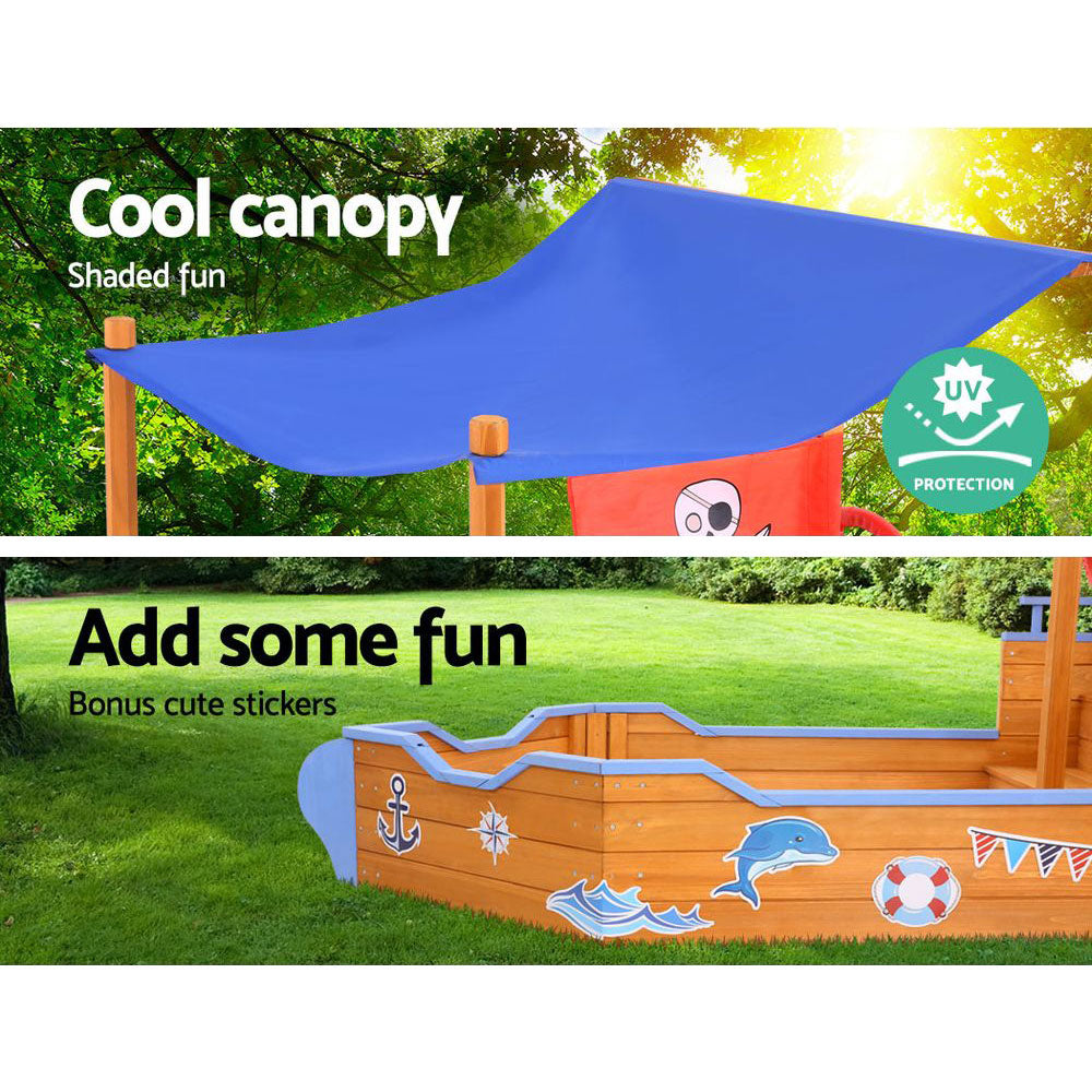 Keezi Boat Sand Pit With Canopy freeshipping - Awezingly