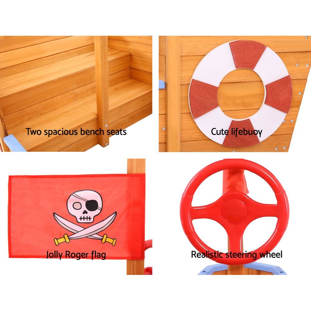 Keezi Boat Sand Pit With Canopy freeshipping - Awezingly