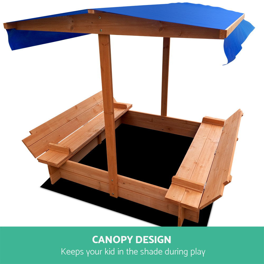 Keezi Wooden Outdoor Sand Box Set Sand Pit- Natural Wood freeshipping - Awezingly