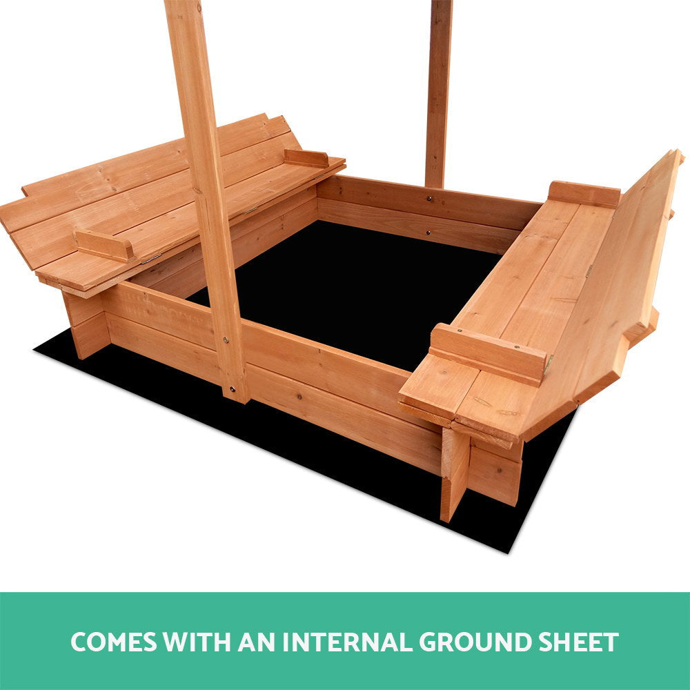 Keezi Wooden Outdoor Sand Box Set Sand Pit- Natural Wood freeshipping - Awezingly