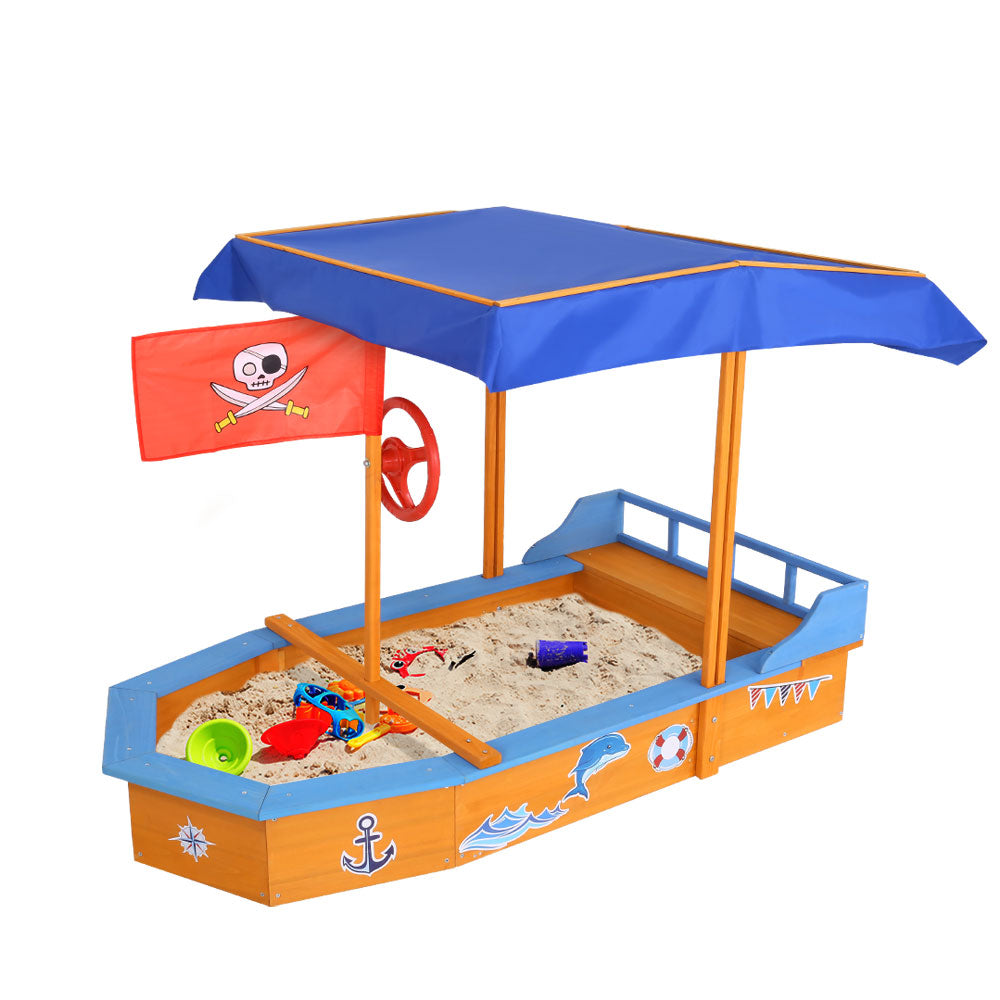 Keezi Boat-shaped Canopy Sand Pit freeshipping - Awezingly