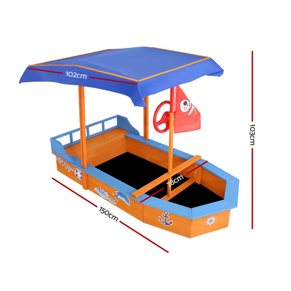 Keezi Boat-shaped Canopy Sand Pit freeshipping - Awezingly