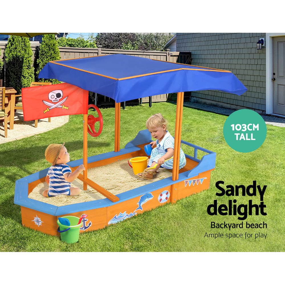 Keezi Boat-shaped Canopy Sand Pit freeshipping - Awezingly