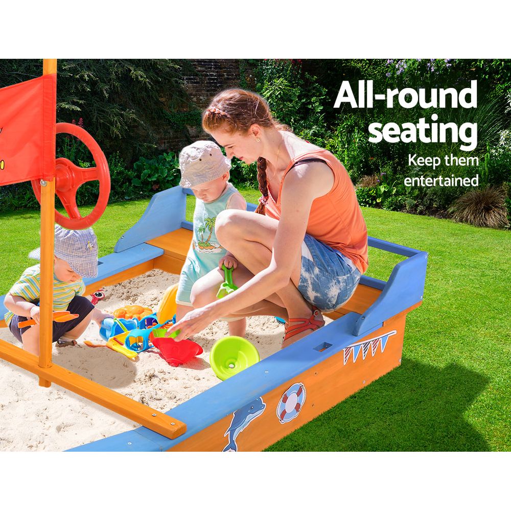 Keezi Boat-shaped Canopy Sand Pit freeshipping - Awezingly