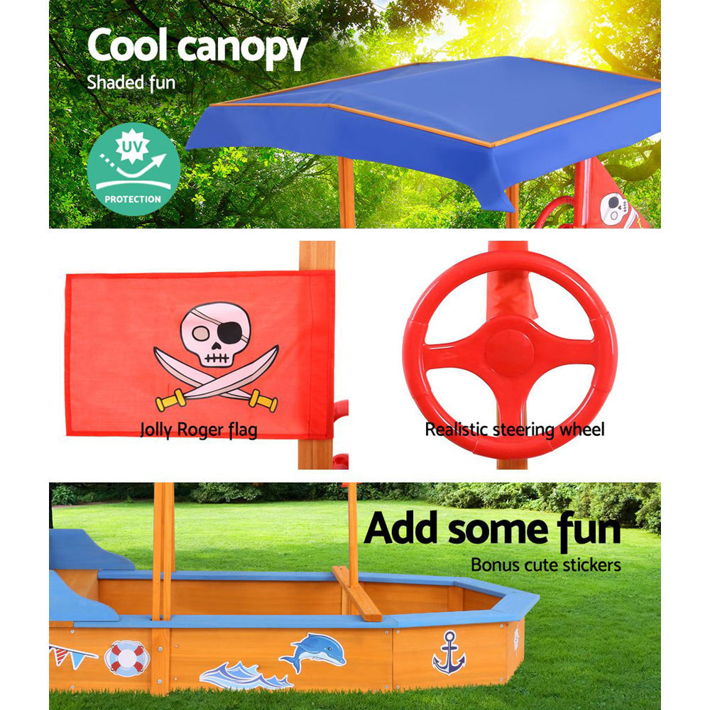 Keezi Boat-shaped Canopy Sand Pit freeshipping - Awezingly