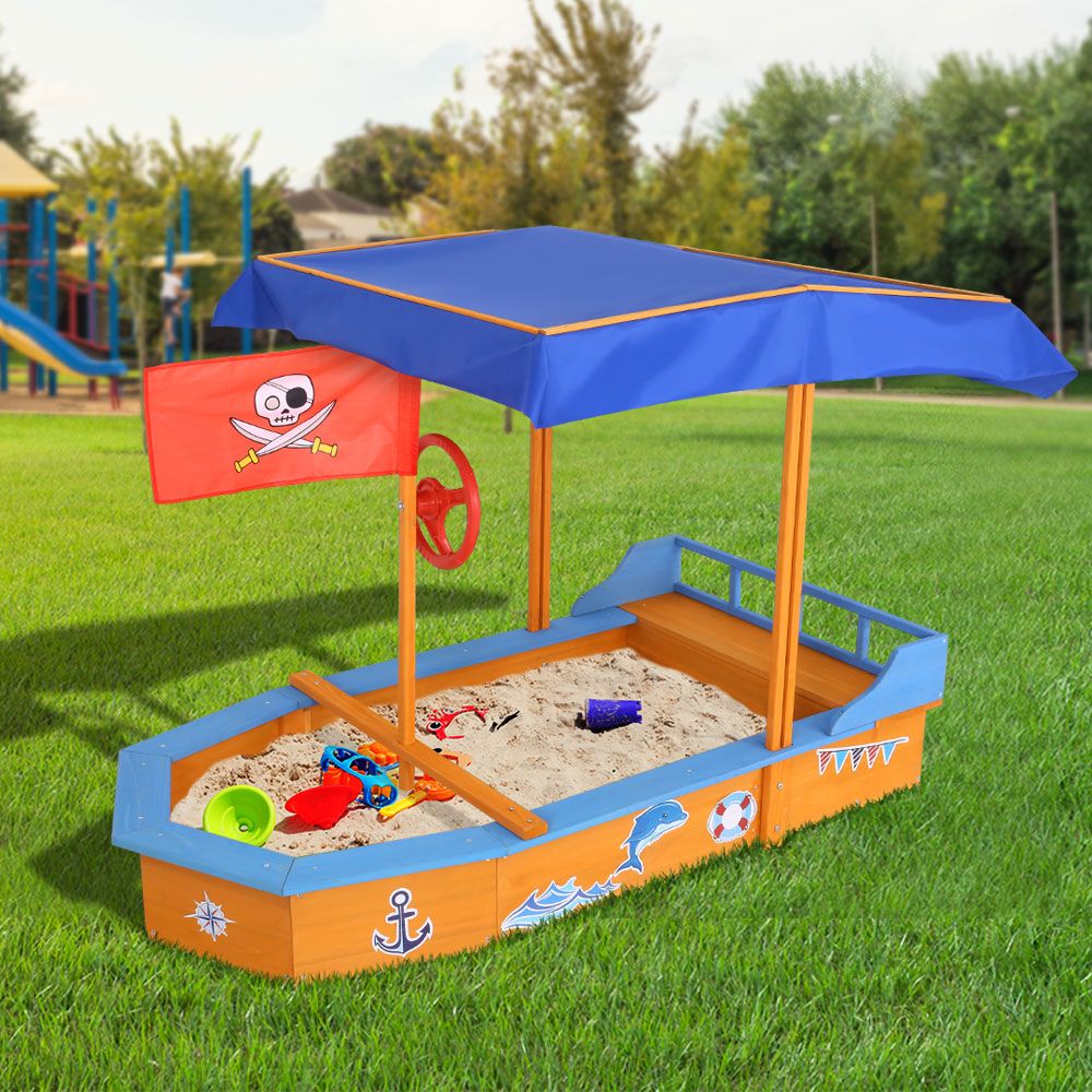 Keezi Boat-shaped Canopy Sand Pit freeshipping - Awezingly