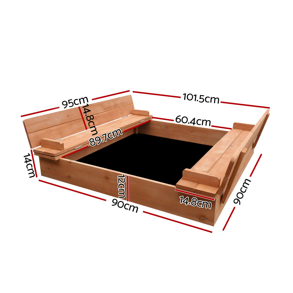 Keezi Wooden Outdoor Sandpit Set - Natural Wood freeshipping - Awezingly