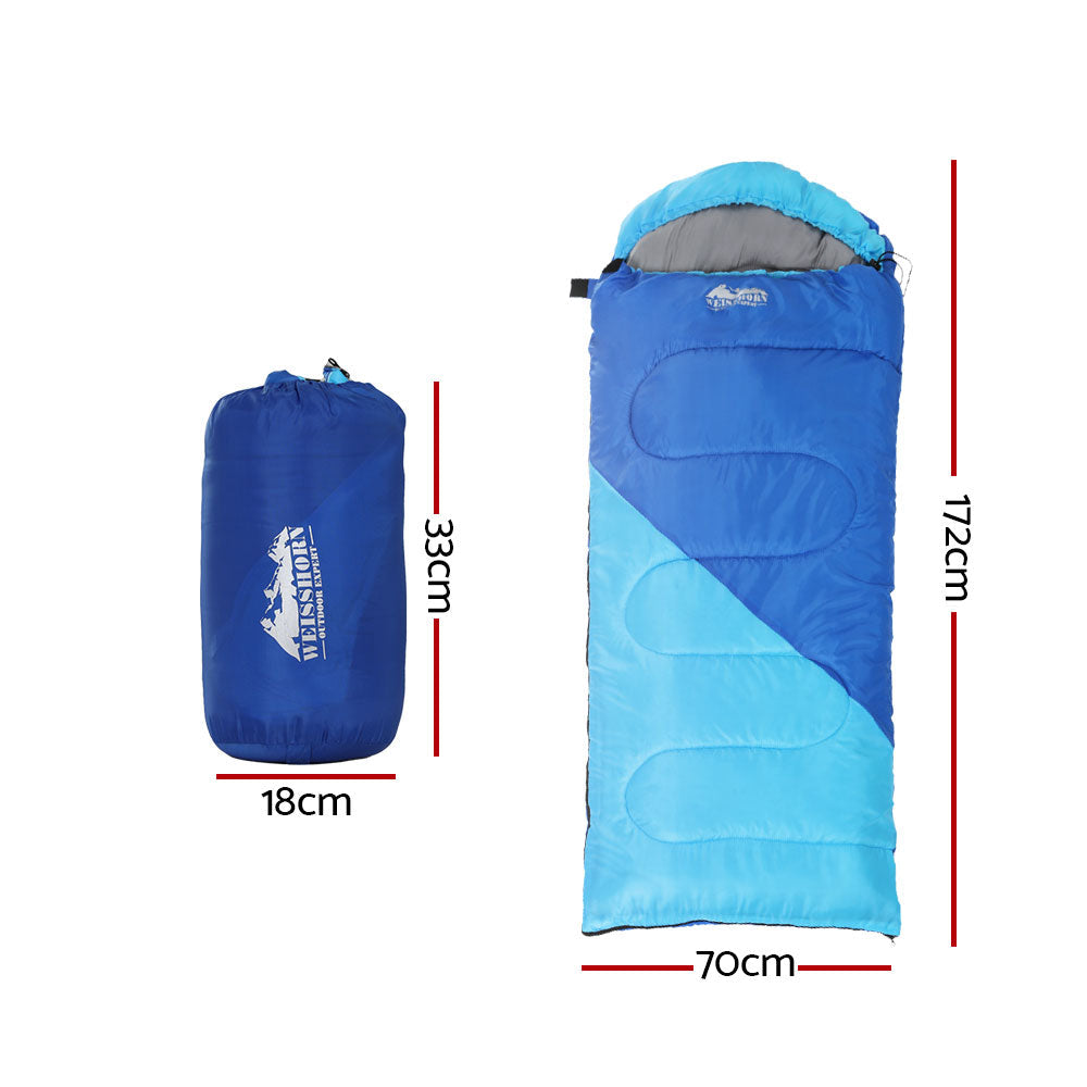 Weisshorn Sleeping Bag Bags Kids 172cm Camping Hiking Thermal Blue