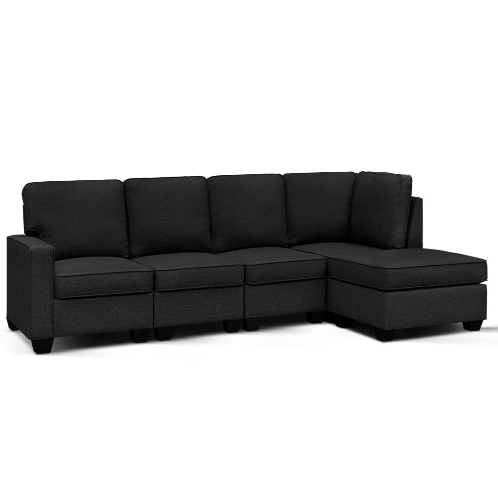 Artiss Sofa Lounge Set 5 Seater Modular Chaise Chair Suite Couch Dark Grey freeshipping - Awezingly